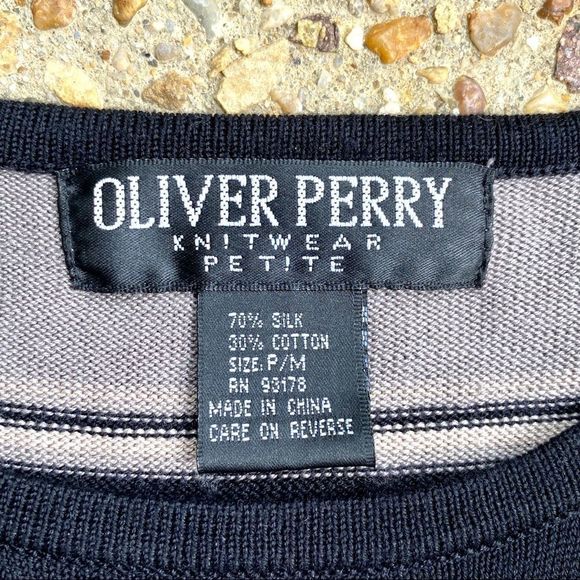 Oliver Perry Silk Blend Striped Tank M Petite - Picture 2 of 6